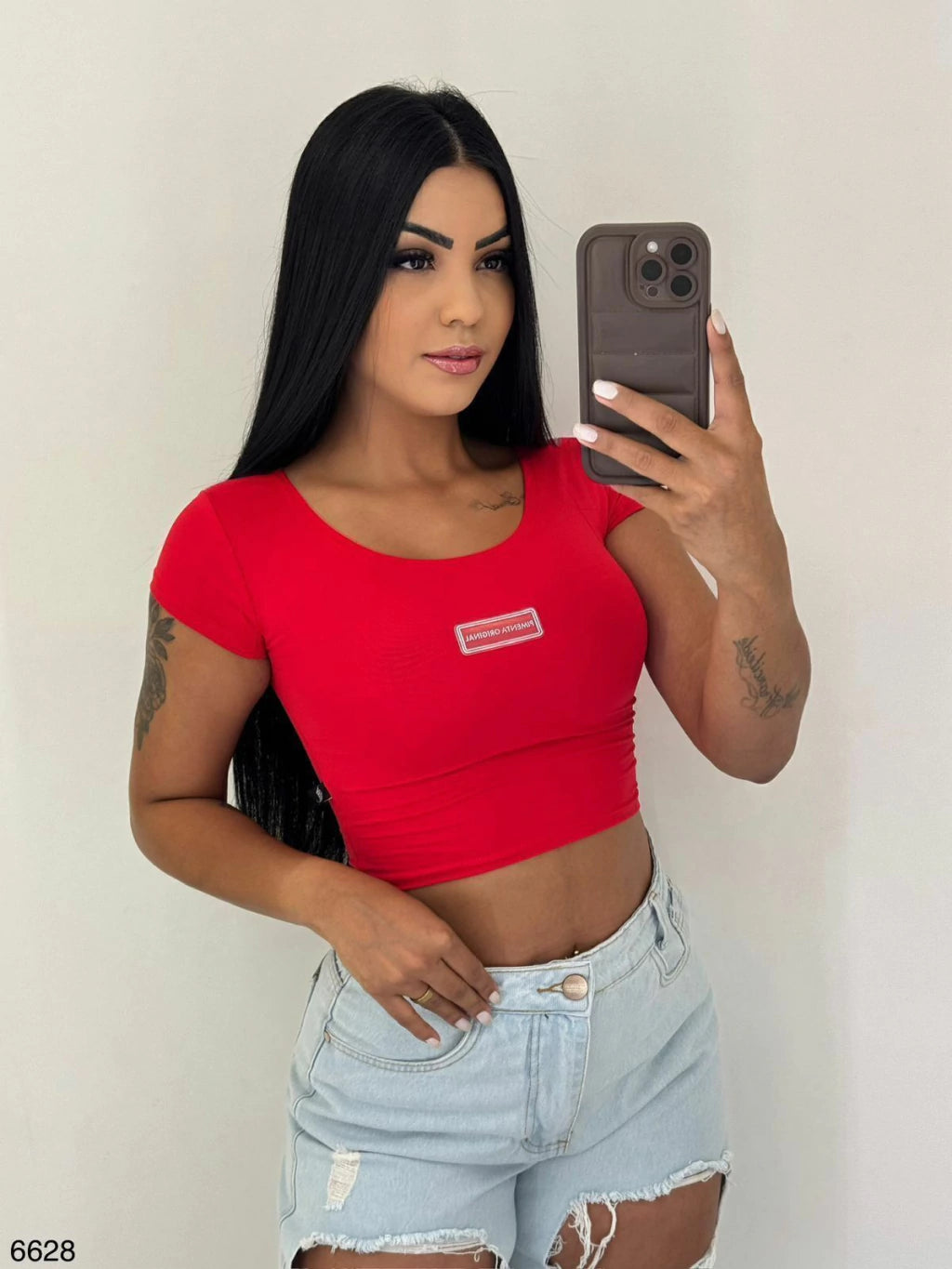 CROPPED DE POLIAMIDA RITA VERMELHA